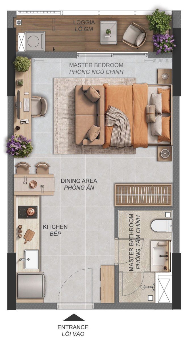 Mặt bằng căn Studio Norton Park